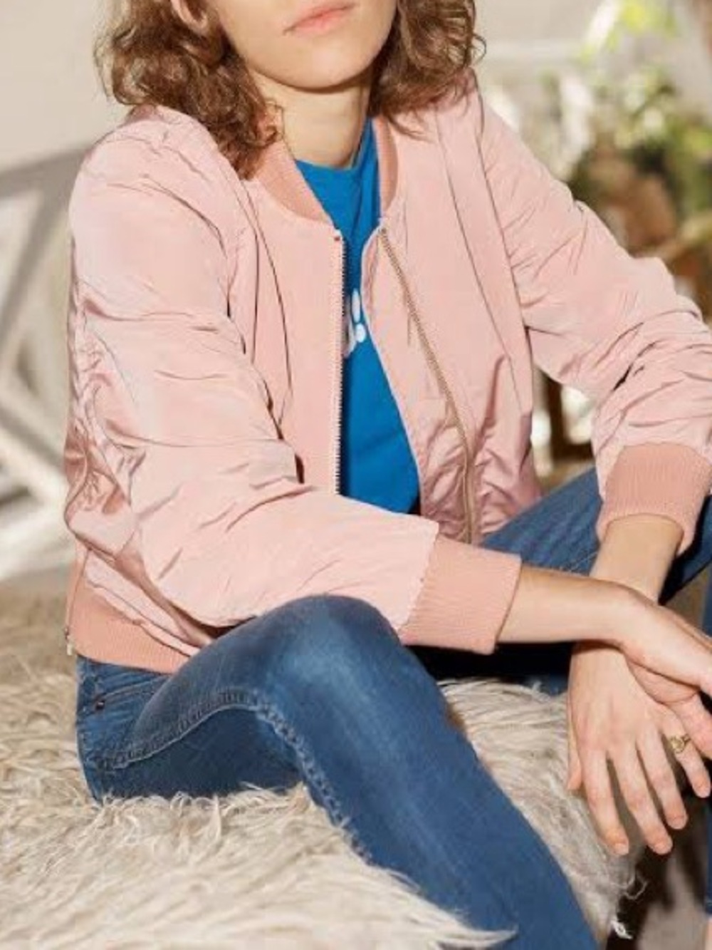 Madewell Blush Pink Bomber Jacket